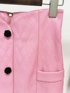 Quilted Pink Leather Mini Dress H6298