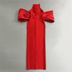 Red Backless Bow Halter Maxi Dress H6521