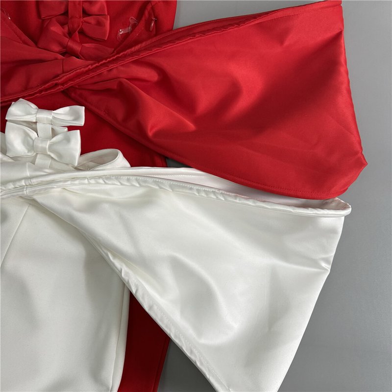 Red Backless Bow Halter Maxi Dress H6521