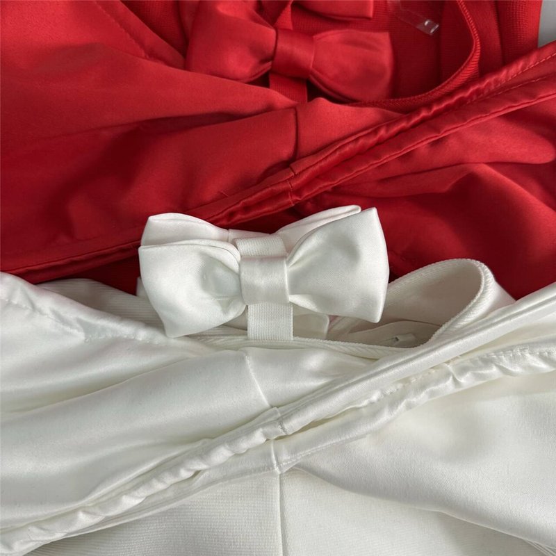 Red Backless Bow Halter Maxi Dress H6521