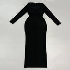 Red Beaded Long Sleeve Midi Dress H6645