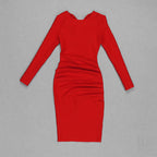 Red Bow Back Long Sleeve Dress H4226