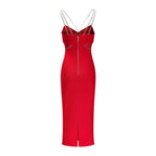 Red Chain Strap Midi Dress H6685