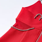 Red Chain Strap Midi Dress H6685