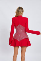 Red Crystal Peplum Mini Dress H6558