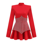 Red Crystal Peplum Mini Dress H6558