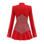 Red Crystal Peplum Mini Dress H6558