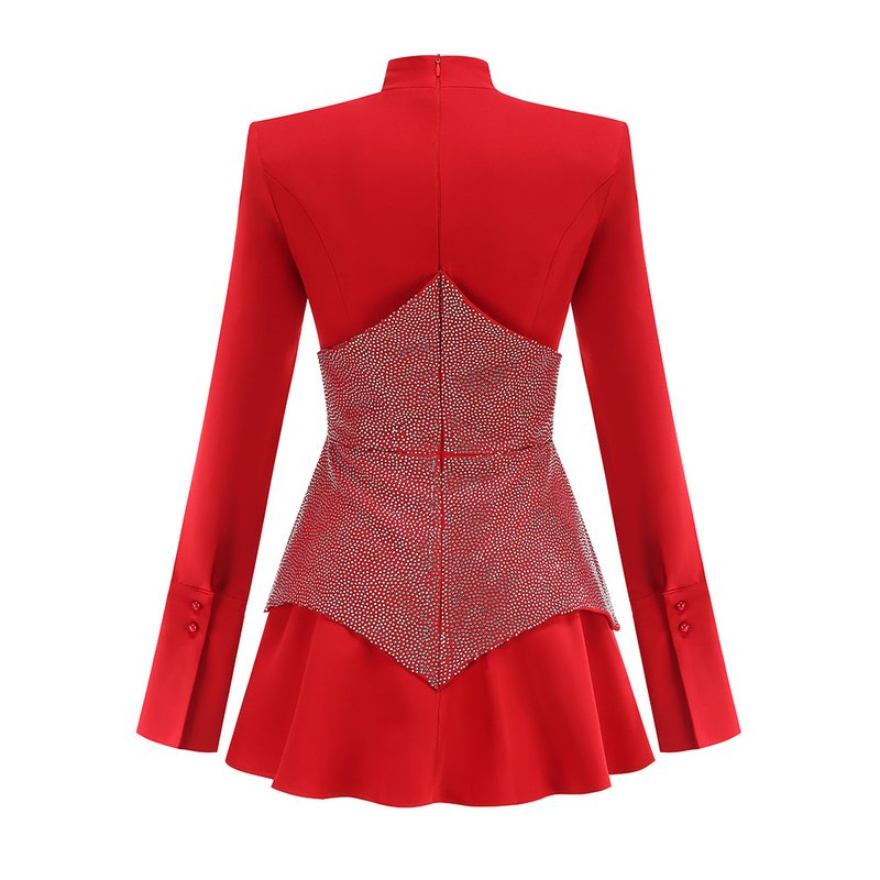 Red Crystal Peplum Mini Dress H6558