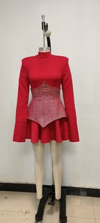 Red Crystal Peplum Mini Dress H6558