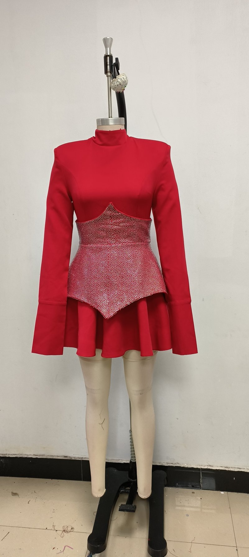 Red Crystal Peplum Mini Dress H6558