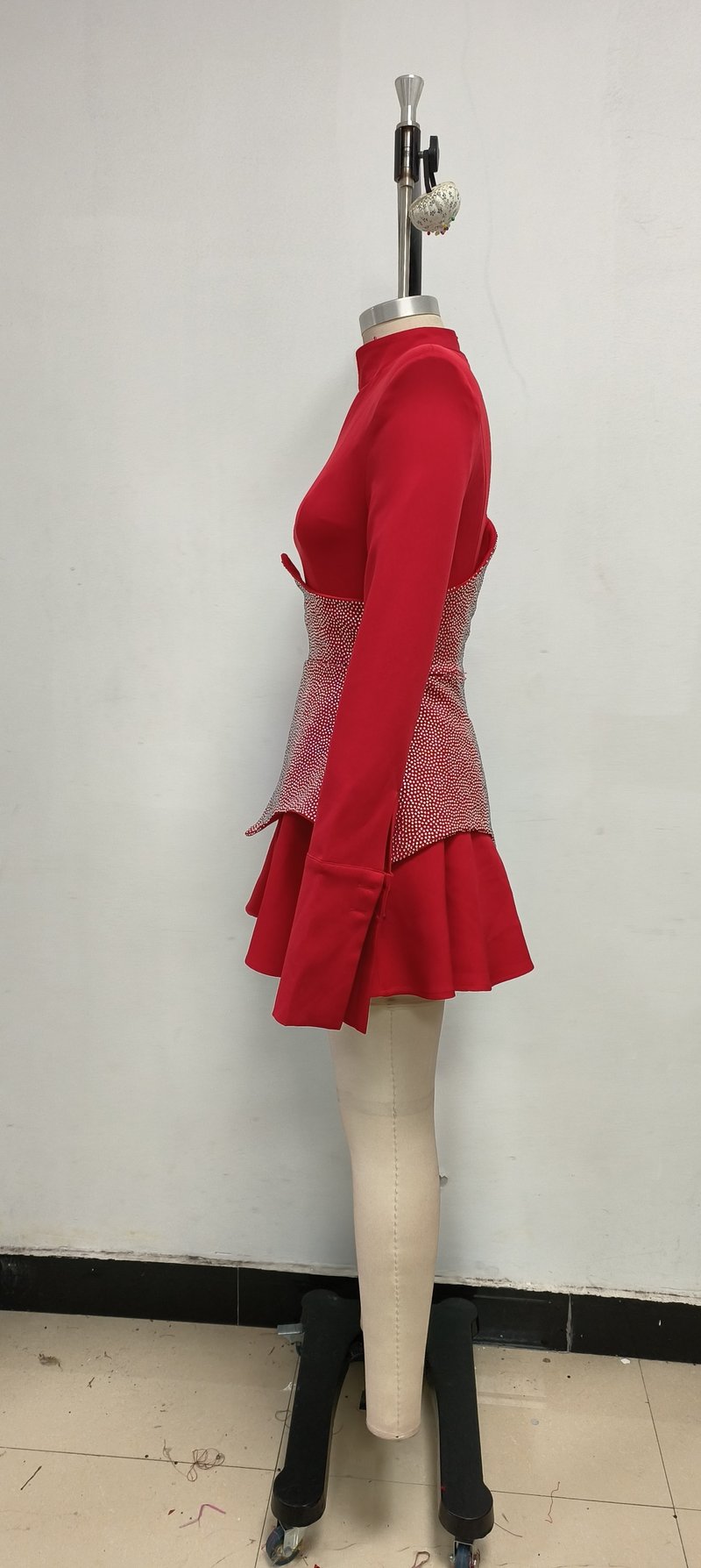 Red Crystal Peplum Mini Dress H6558
