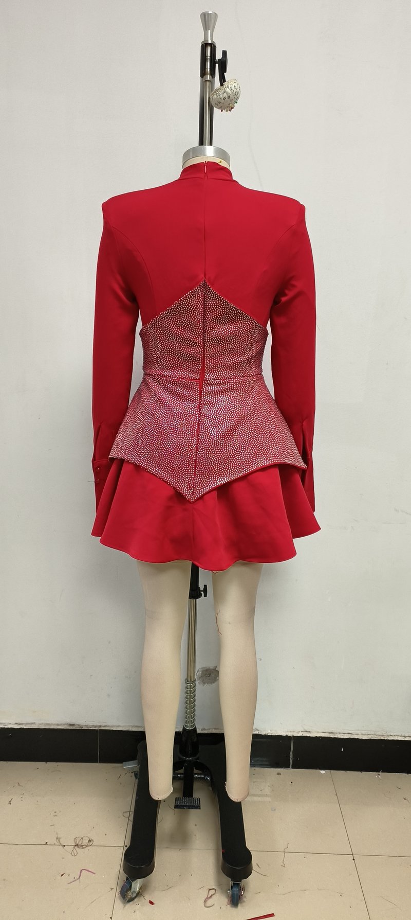 Red Crystal Peplum Mini Dress H6558