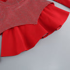 Red Crystal Peplum Mini Dress H6558