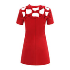 Red Cut-Out Bow Sleeve Dress H6334