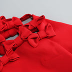 Red Cut-Out Bow Sleeve Dress H6334