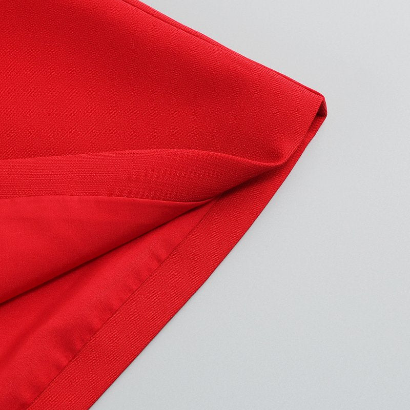 Red Cut-Out Bow Sleeve Dress H6334