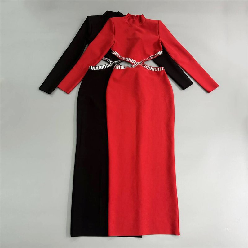Red Cutout Bandage Mermaid Dress H6527