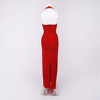 Red Cutout Halter Maxi Dress H4741