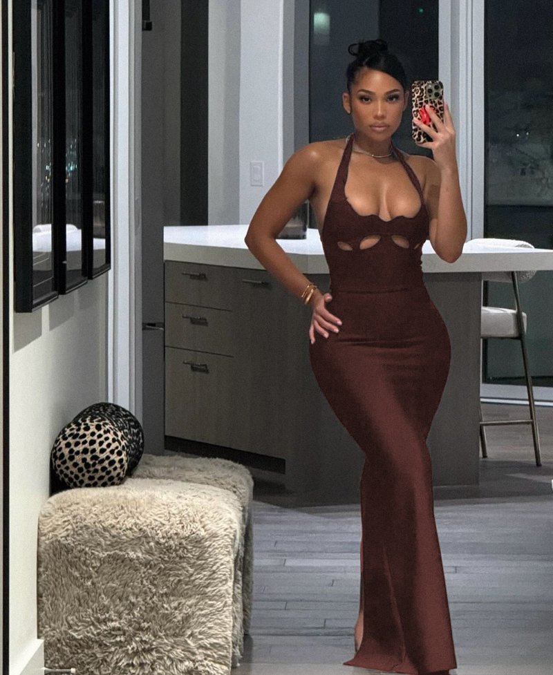 Red Cutout Halter Maxi Dress H4741