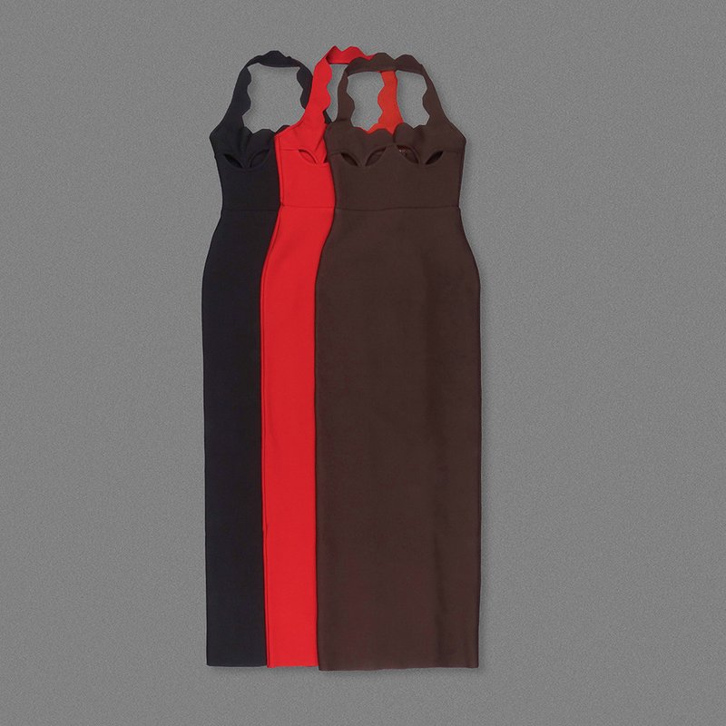 Red Cutout Halter Maxi Dress H4741