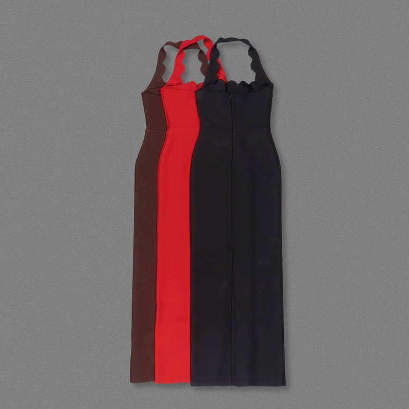 Red Cutout Halter Maxi Dress H4741