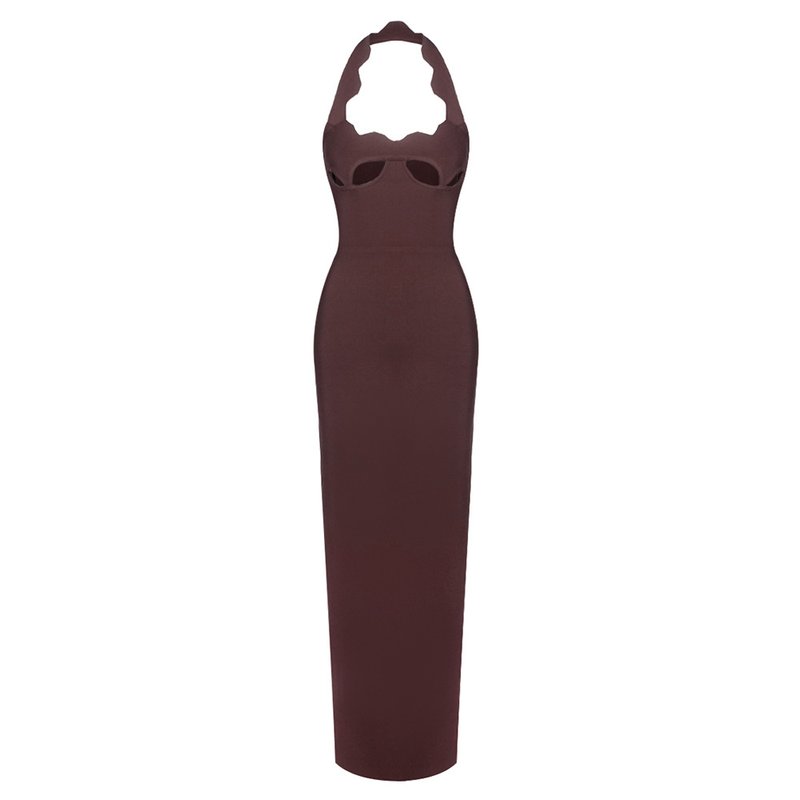 Red Cutout Halter Maxi Dress H4741