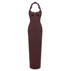 Red Cutout Halter Maxi Dress H4741