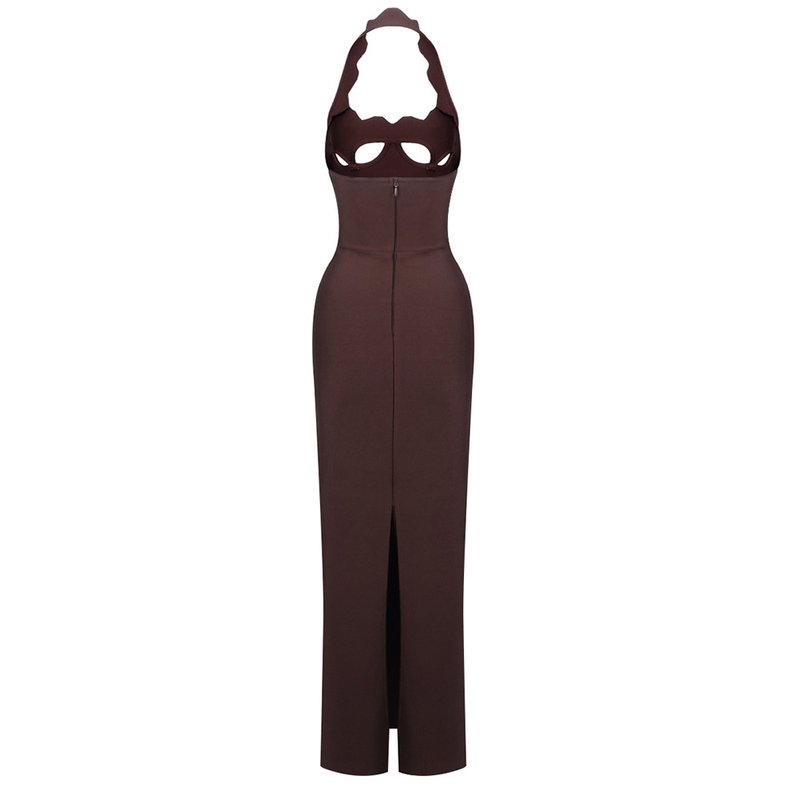 Red Cutout Halter Maxi Dress H4741