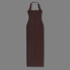 Red Cutout Halter Maxi Dress H4741