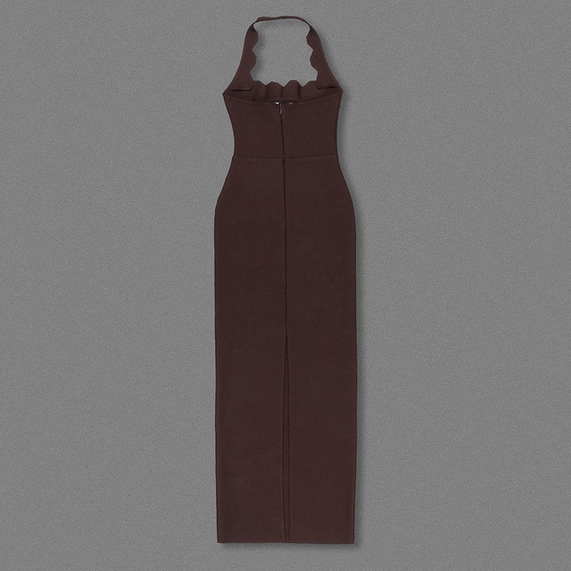 Red Cutout Halter Maxi Dress H4741