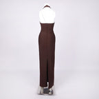 Red Cutout Halter Maxi Dress H4741