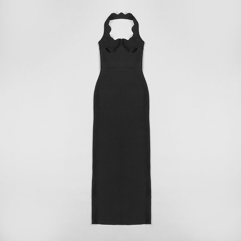 Red Cutout Halter Maxi Dress H4741