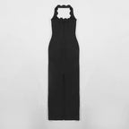 Red Cutout Halter Maxi Dress H4741