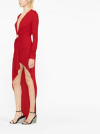 Red Cutout V-Neck Bodycon Dress H6045