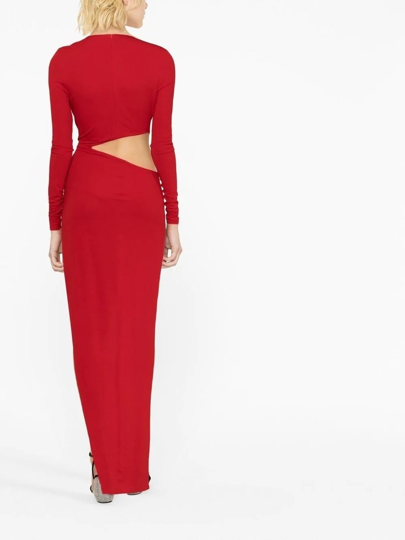 Red Cutout V-Neck Bodycon Dress H6045
