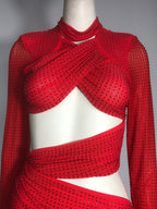 Red Cutout Wrap Mini Dress H6673