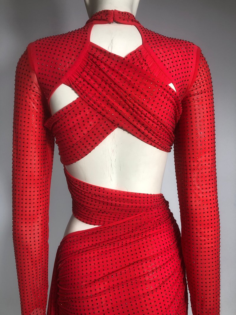 Red Cutout Wrap Mini Dress H6673