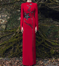 Red Embellished Floral Maxi Dress H7054