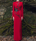 Red Embellished Floral Maxi Dress H7054
