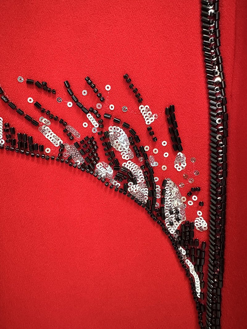 Red Embellished Floral Maxi Dress H7054