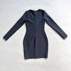 Red Embellished Long Sleeve Bodycon Dress H6266