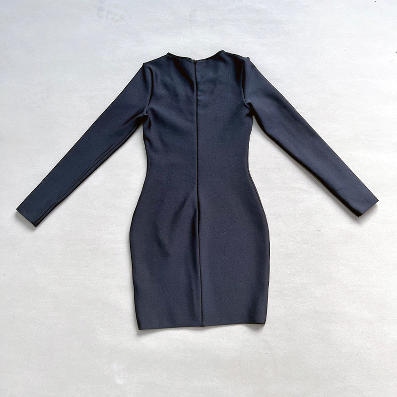 Red Embellished Long Sleeve Bodycon Dress H6266