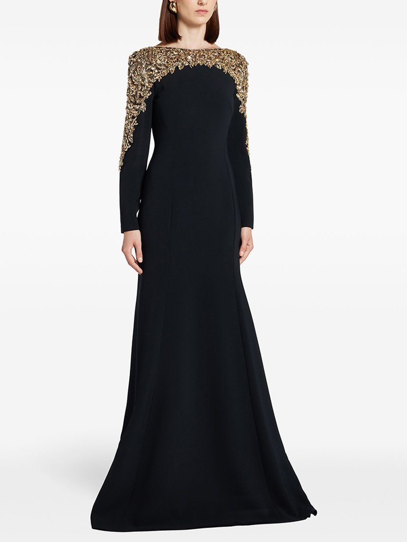 Red Embellished Long Sleeve Maxi Dress H6726