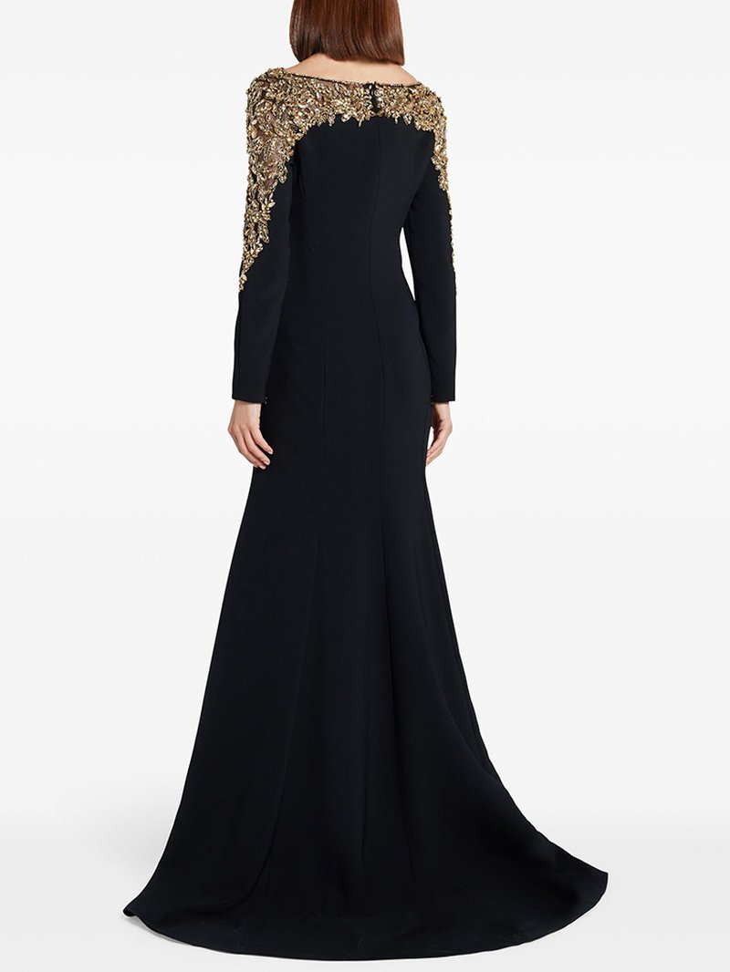 Red Embellished Long Sleeve Maxi Dress H6726