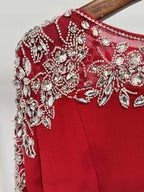 Red Embellished Long Sleeve Maxi Dress H6726