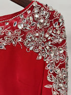 Red Embellished Long Sleeve Maxi Dress H6726