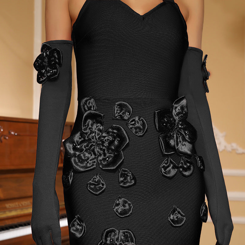 Red Floral Embroidered Halter Gown H6870