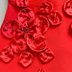 Red Floral Embroidered Halter Gown H6870