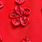 Red Floral Embroidered Halter Gown H6870