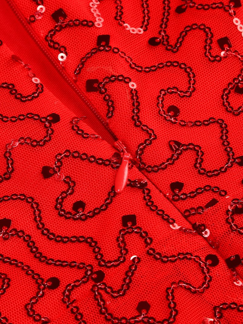 Red Lace Sequin Strappy Maxi Dress H6673